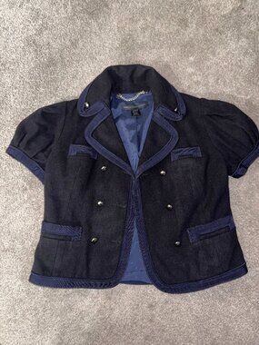 MARC BY MARC JACOBS SHORT PUFFY SLEEVE DARK NAVY WOMENS BLAZER- SIZE 4